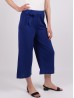 Solid Color Wide-Leg Cropped Pants W/ Tie Belt